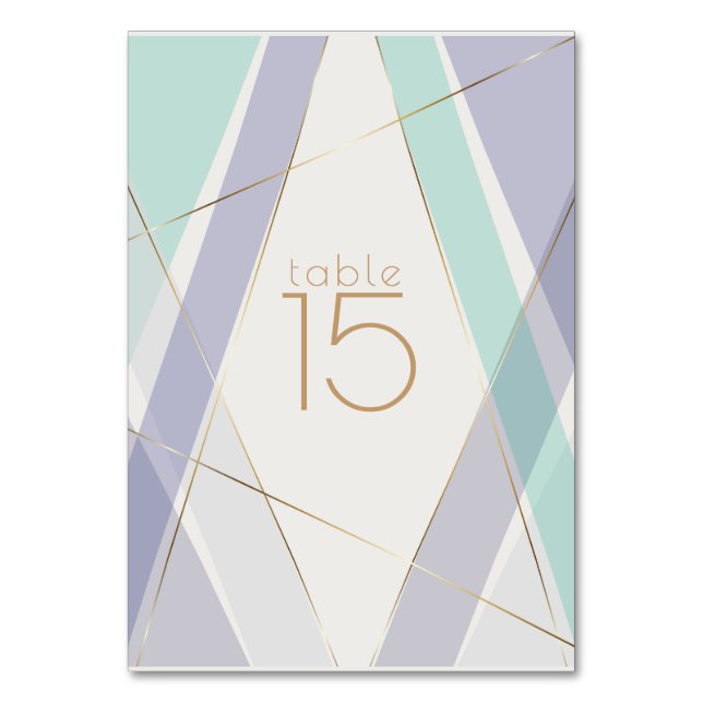 Numéro De Table Contemporain Moderne Géométrique Stripes Mint Viol (Par défaut)