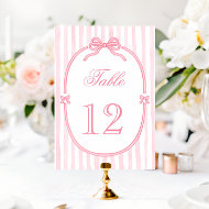Numéro De Table Coquette à ruban rose