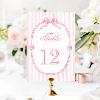 Numéro De Table Coquette à ruban rose