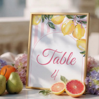 numéro de table Coquette Lemon Pink Baby Shower