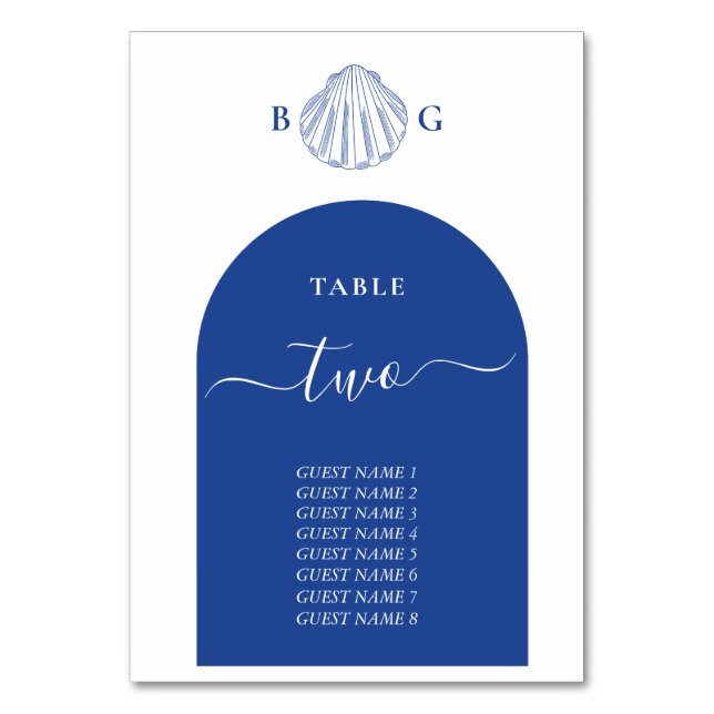 Numéro De Table Coquilles de palourdes bleues Mariage sur la plage (Par défaut)