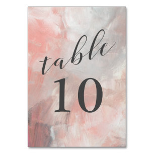Numéro De Table Corail Dusty moderne Abstrait Brushstrokes Mariage