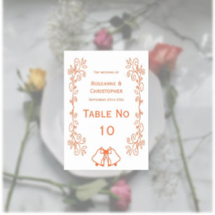 Numéro De Table Coral Bells Scrollwork Design Mariage