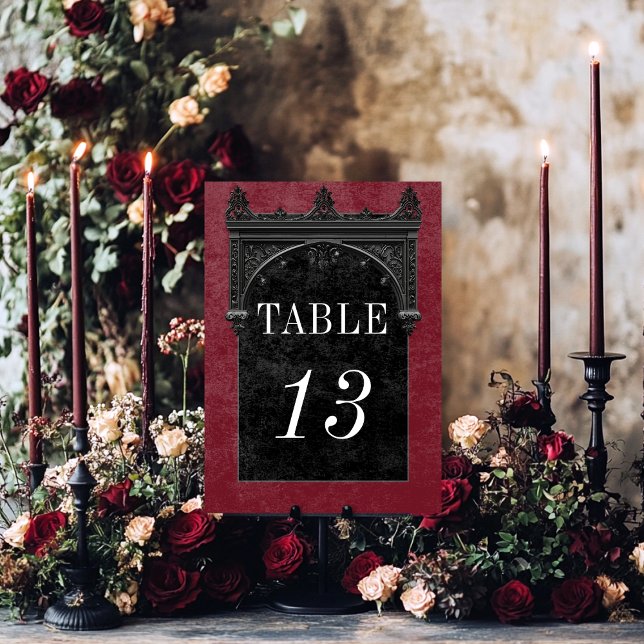 Numéro De Table Corbeau noir gothique et Mariage de vin noir (Créateur téléchargé)