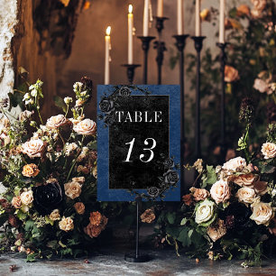 Numéro De Table Corbeau noir gothique et Rose noir Mariage bleu