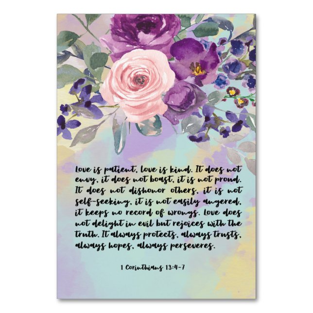 Numéro De Table Corinthiens Bible Verse Card (Dos)