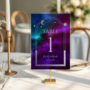 Numéro De Table Cosmologique violet Turquoise argent Mariage de lu