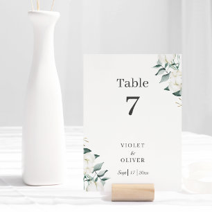 Numéro De Table Coton d'Eucalyptus   Blanc moderne v2 Numéro de ta