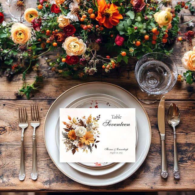 Numéro De Table Coucher de soleil Autumn Floral grand Mariage (Créateur téléchargé)