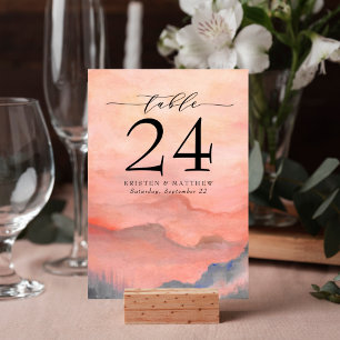 Numéro De Table Coucher de soleil de corail rustique