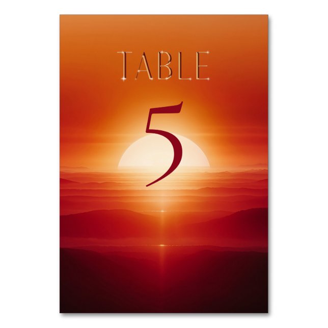 Numéro De Table Coucher de soleil rouge (Dos)