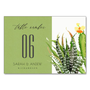 NUMÉRO DE TABLE COULEUR D'EAU MODERNE CACTUS FLORAL GARDEN