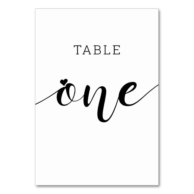 Numéro De Table Couleurs modifiables Coeur mignon Script Un Mariag (Par défaut)