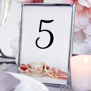 Numéro De Table Coupe de Thé Floral Rose avec Mariage Pearls