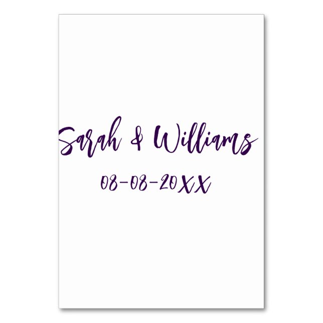 Numéro De Table couple de mariages. Nom date violet simple mo mini (Par défaut)