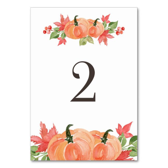 Numéro De Table Couronne de table à l'aquarelle Citrouille et feui (Par défaut)