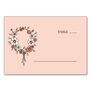 Numéro De Table Couronne florale serein pêche