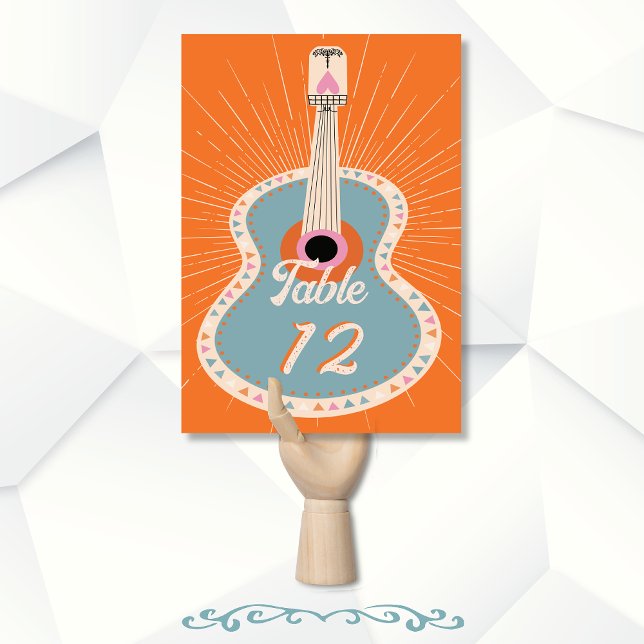 Numéro De Table Cowboy Western Guitare Mariage de couleurs audacie (Créateur téléchargé)