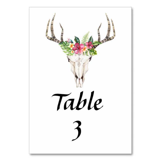 Numéro De Table Crâne Floral Tropical Bohème (Par défaut)