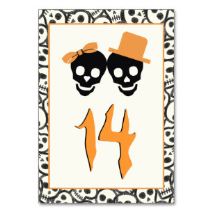 Numéro De Table Crânes amusants Halloween orange mariage numéro de
