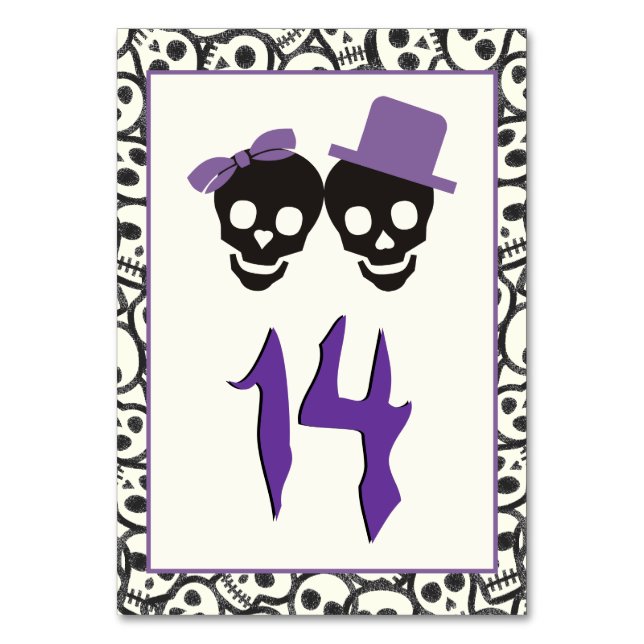 Numéro De Table Crânes amusants Halloween violet mariage numéro de (Par défaut)