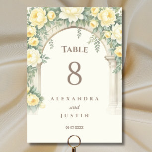Numéro De Table Crème Jaune méditerranéen Mariage d'arc Floral