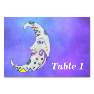 Numéro De Table Crescent Moon fantaisie Marques colorées Ciel viol