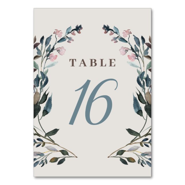 Numéro De Table Crest jardin | Eggshell | Floral Blue Mariage (Par défaut)