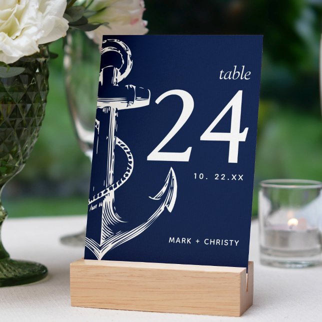 Numéro De Table Croquis nautique moderne Ancre Marine (Créateur téléchargé)