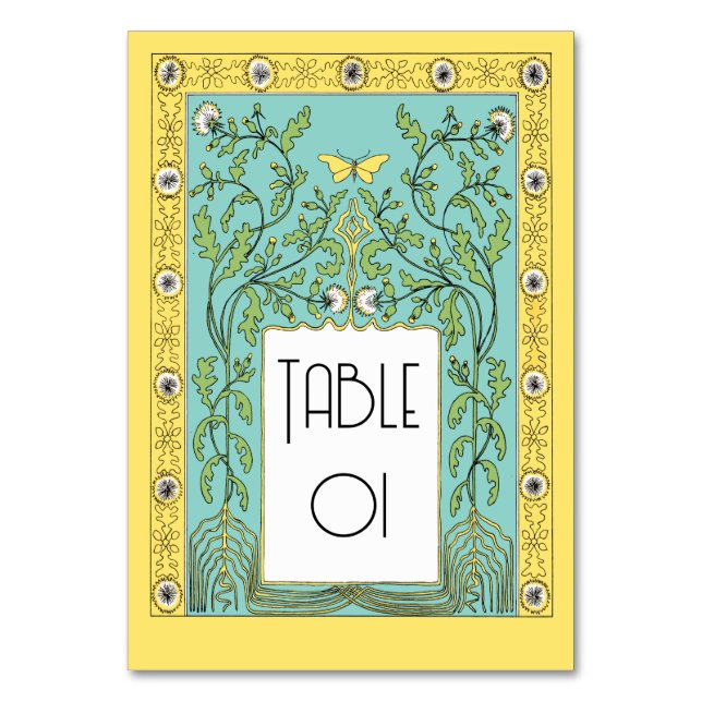 Numéro De Table Dandelions et papillons de printemps Art nouveau (Par défaut)