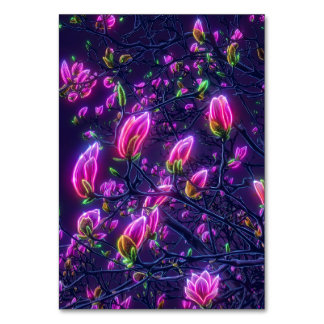 Numéro De Table Dark Neon Magnolia Acrylic Sign – Botanical Glowin