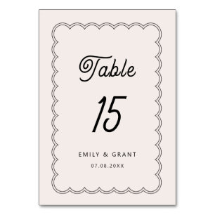 Numéro de table de bordure à échalotes minimaliste