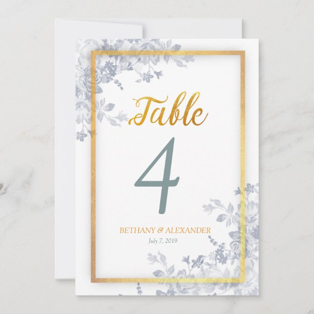 Numéro de table de calligraphie à cadre doré Glam  (Devant)