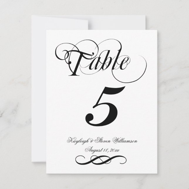 Numéro de table de calligraphie élégant (Devant)