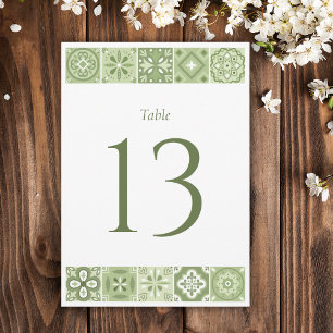 Numéro de table de carreaux espagnols verts