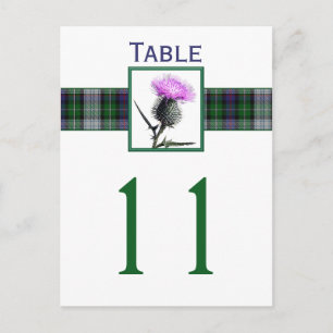 Numéro de table de chardon de Tartan blanc, violet
