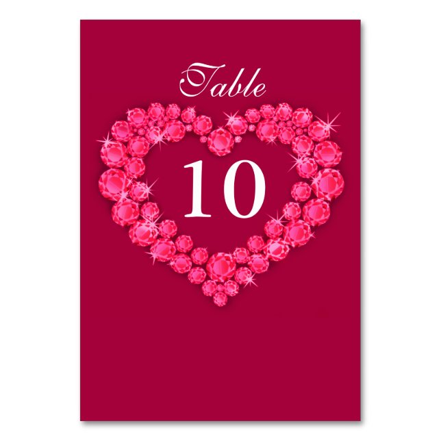 Numéro de table de coeur rouge mariage Ruby (Par défaut)