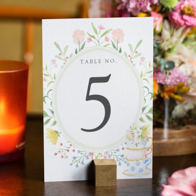 Numéro de table de fête du thé de fleurs sauvages  (Créateur téléchargé)