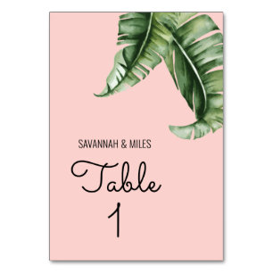 Numéro de table de feuille de bananier moderne du