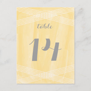 Numéro de table de la couleur aquarelle jaune