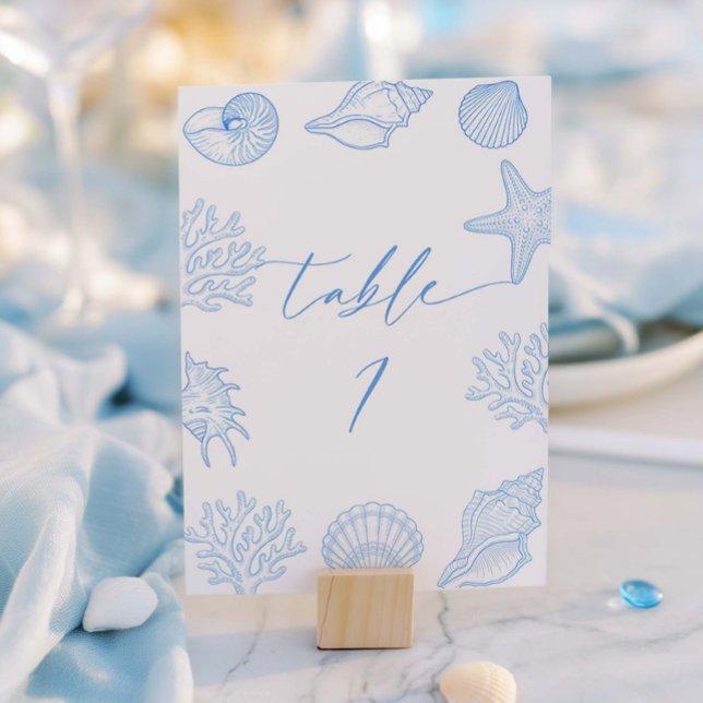 Numéro de table de la douche de mariée côtière (Créateur téléchargé)