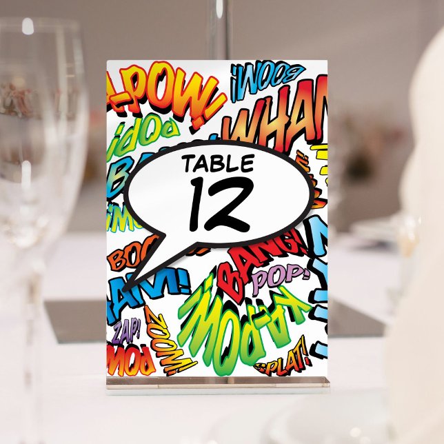 Numéro de table de la Pop Art de livre de bande de (Fun Comic Book Pop Art Table Number)