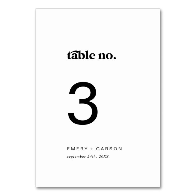 Numéro de table de la typographie noire moderne (Par défaut)