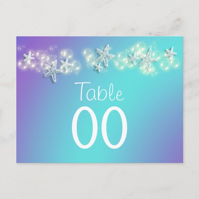 Numéro de table de l'étoile de mer bleu violet (Devant)