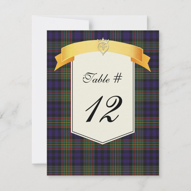Numéro de table de mariage à carreaux Clan MacLell (Devant)