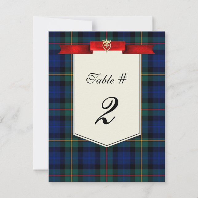 Numéro de table de mariage à carreaux tartan de Sm (Devant)
