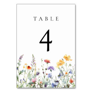 Numéro de table de mariage à la fleur sauvage aqua