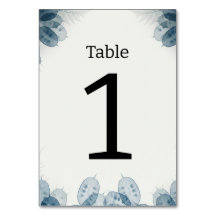Numéro de table de mariage à la fougère Lunaria bl