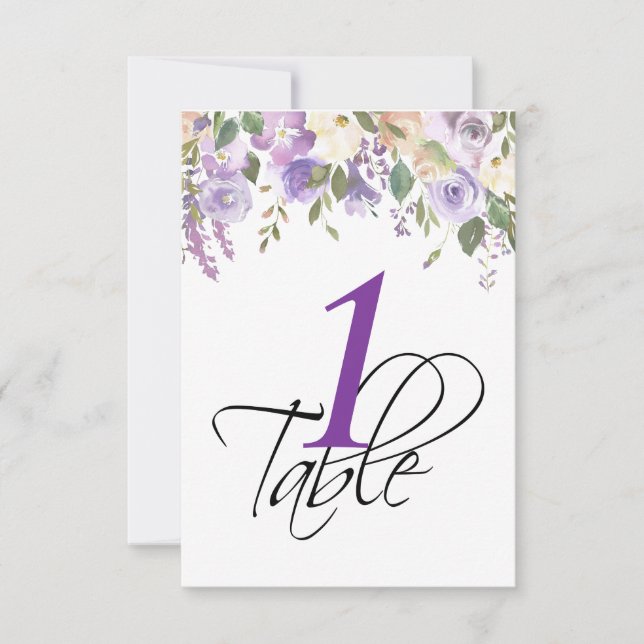 Numéro de table de mariage à la lavande florale aq (Devant)