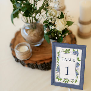 Numéro de table de mariage à l'aquarelle Hortensia